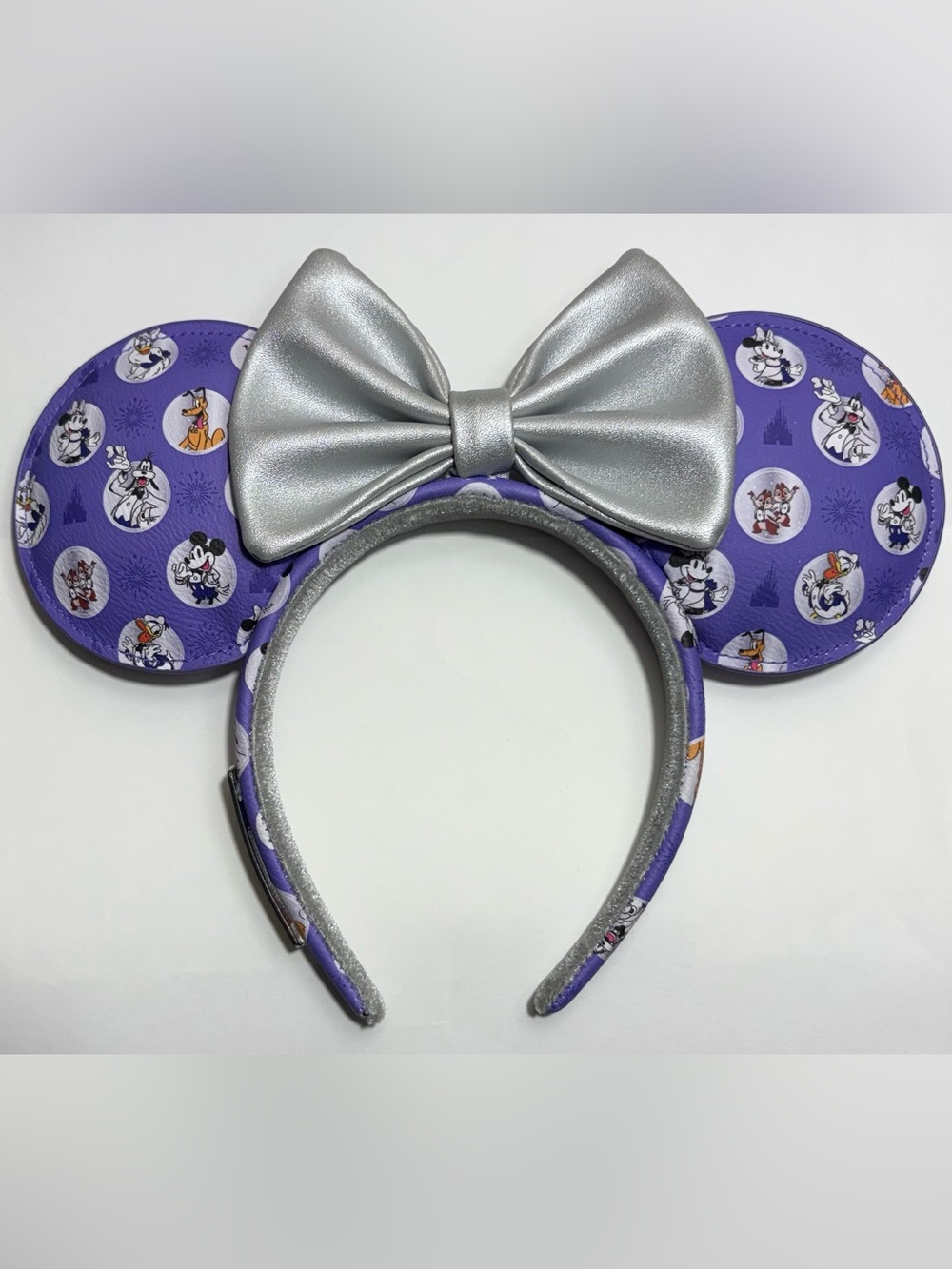 2023 Disney 100 years Purple Minnie Ears Headband with Silver Bow